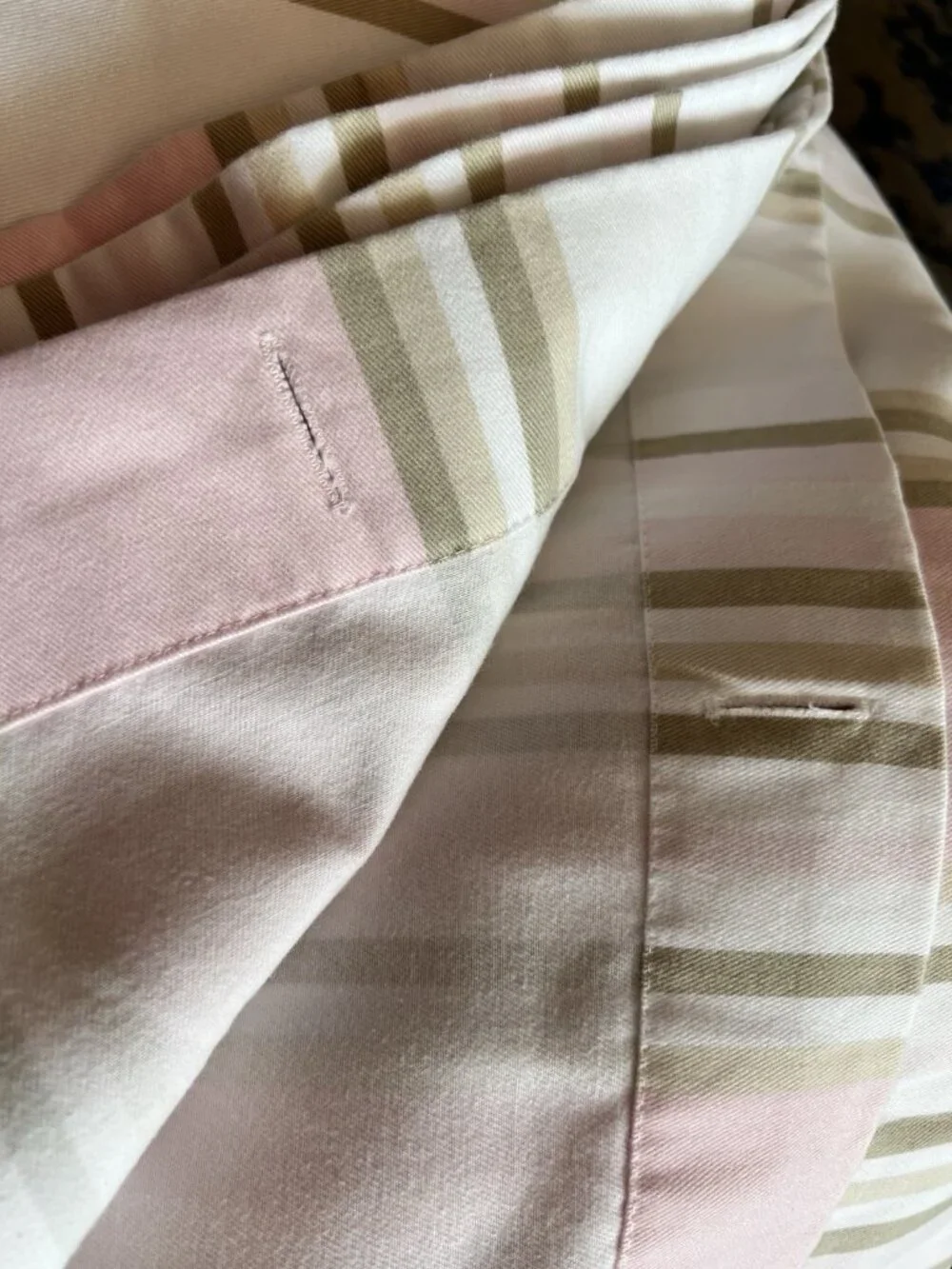 CHARTER CLUB Shower Curtain Striped Pink Taupe White Cotton Poly 71